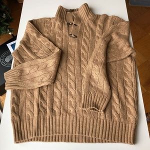 100% Silk Cable Knit Sweater with toggle detailing